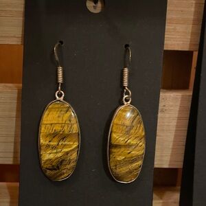 Tigers Eye Sterling Silver Dangle Earrings